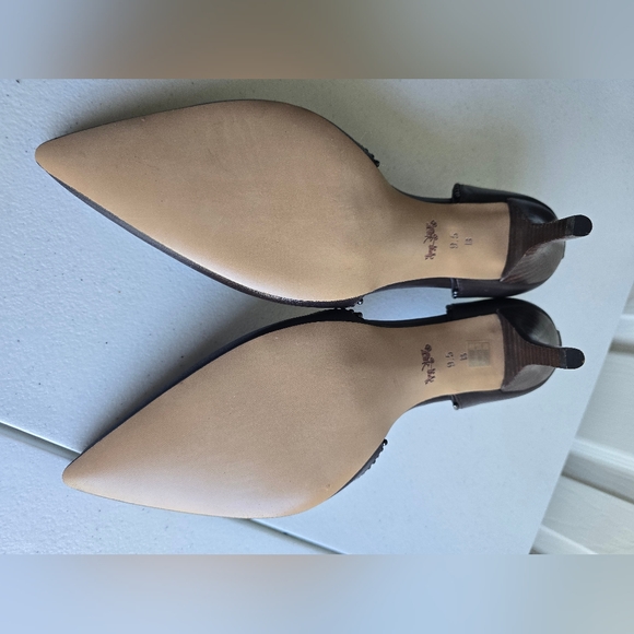 Coach Brown Leather Pumps Beaded Split Slip-On High Heel Shoes Size  9.5B - Picture 15 of 16